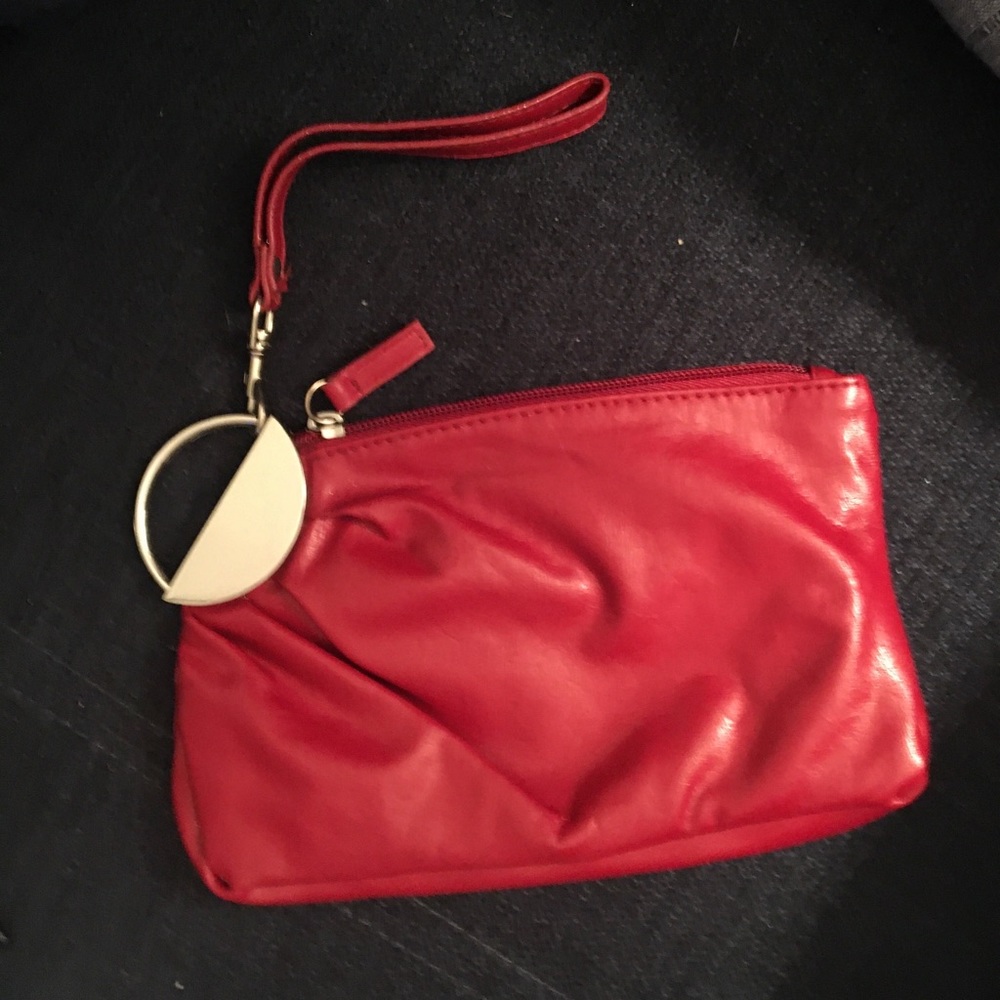 Red wristlet with silver accent